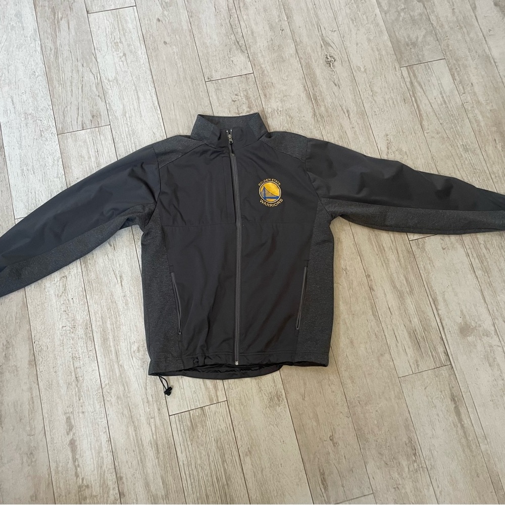 Golden State Warriors- Antigua Black and Gray Windbreaker Jacket